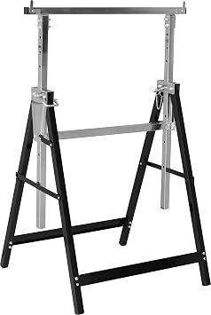 Meister 5258110 200 kg-Foldable-Variable Working 800-1300 mm-7-Level Height Adjustment-with Locking Hook/Axle Made of Metal/Telescopic Trestle/Scaffolding Stand