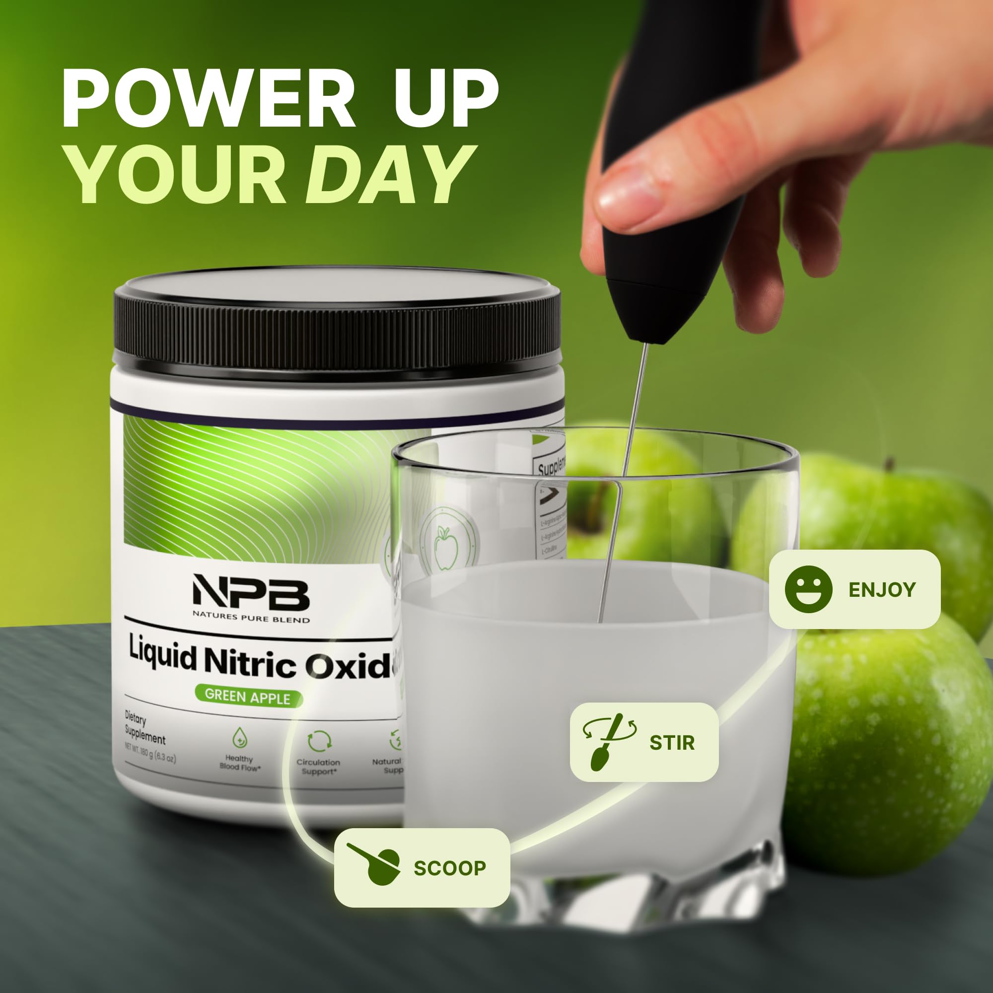 Nature's Pure Blend Liquid Nitric Oxide Supplements for Men – L-Arginine Powder – Nitric Oxide Booster & Circulation Supplement – Blood Flow Support, L Arginine and L Citrulline – 5000MG (Green Apple) — Amazon image 5