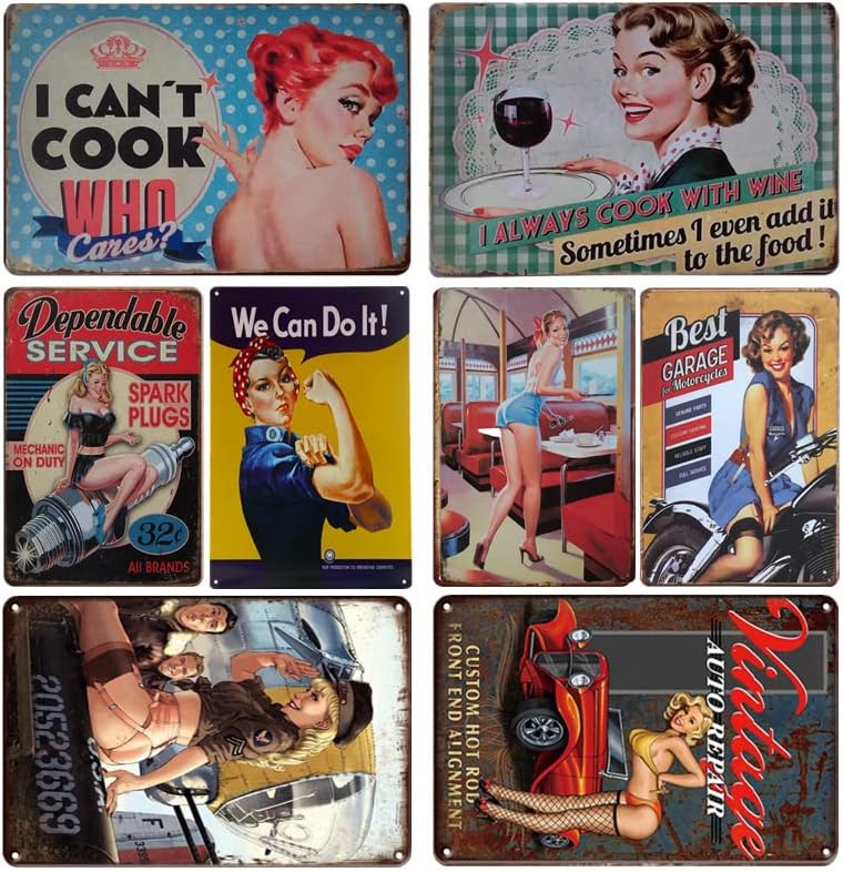 Vintage Garage Rules Tin Sign Car Girl Metal Poster Plate Nostalgic Man Cave Room Decor Signs Wall Stickers Interior Decor
