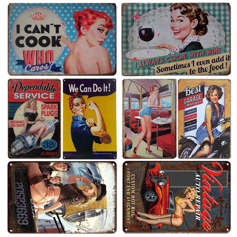 Vintage Garage Rules Tin Sign Car Girl Metal Poster Plate Nostalgic Man Cave Room Decor Signs Wall Stickers Interior Decor