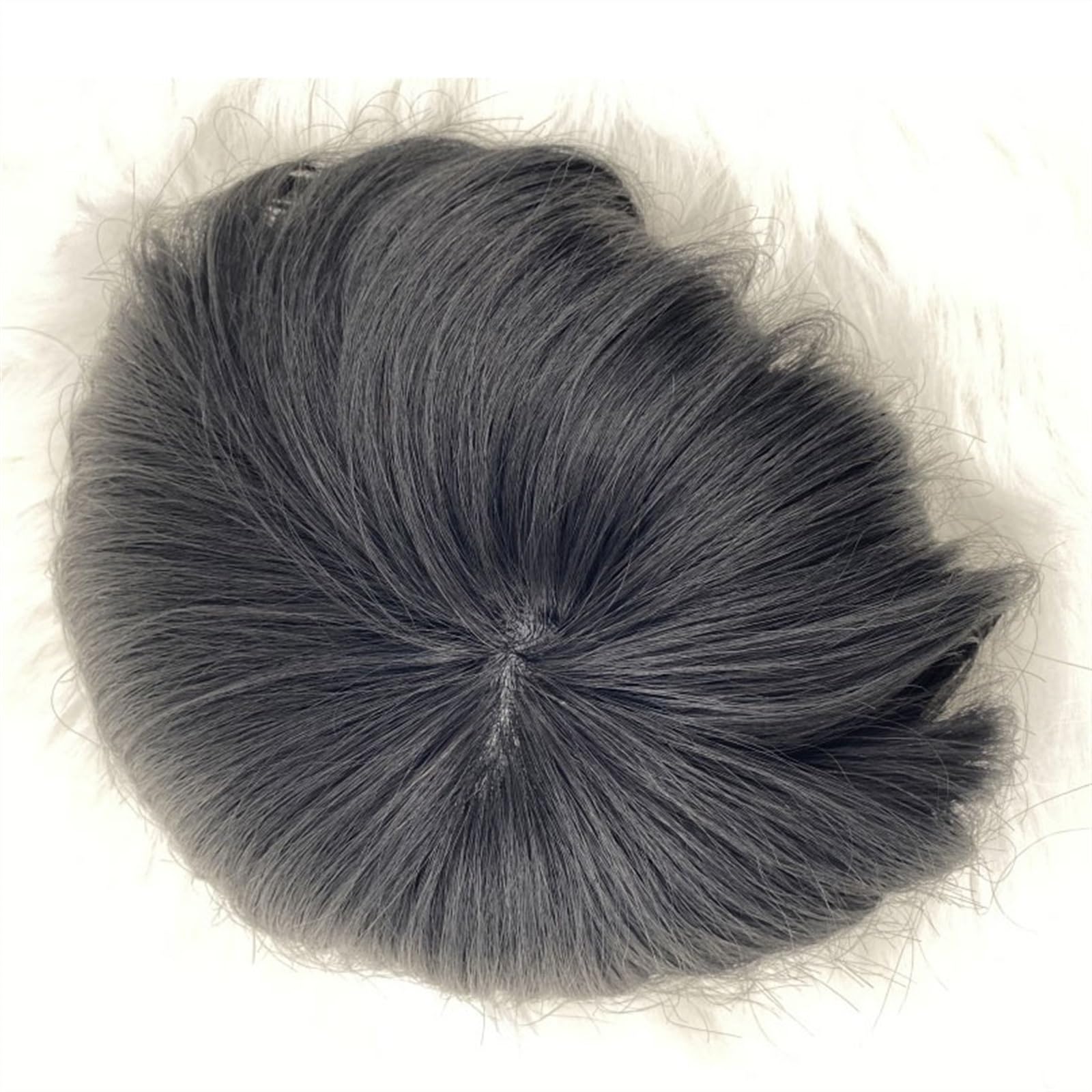 Peruka do włosów męskich Ludzkie włosy #1 czarna baza skóry męska końcówka wtryskowa PU Topper pojedyncze guziki 15 cm Treski dla mężczyzn (6 x 8)