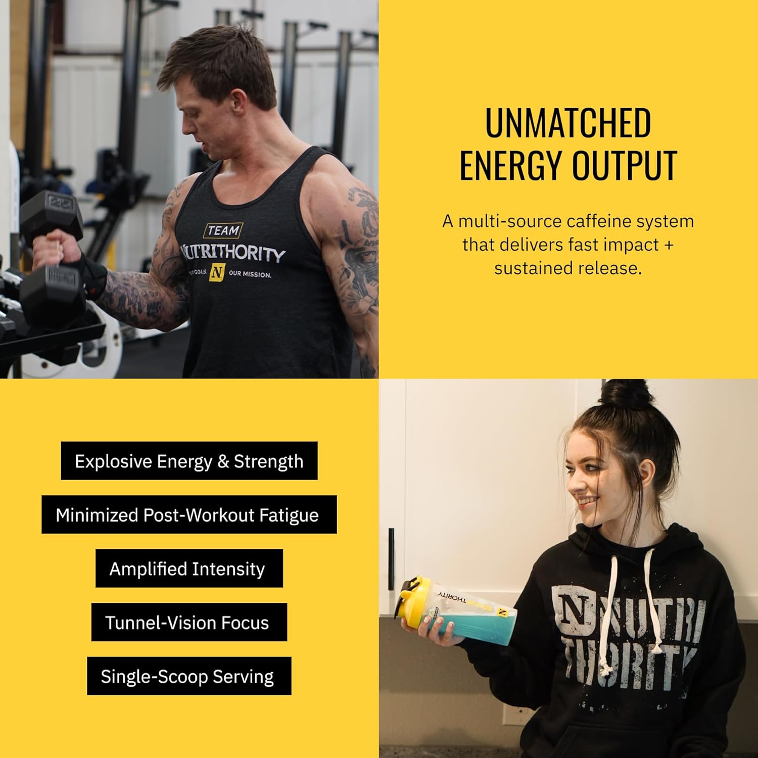 Nutrithority - High Stim Pre Workout Powder for Men, Strong Pre Workout Energy Powder Without Creatine, High Caffeine (Electric Berry) (30 Servings)