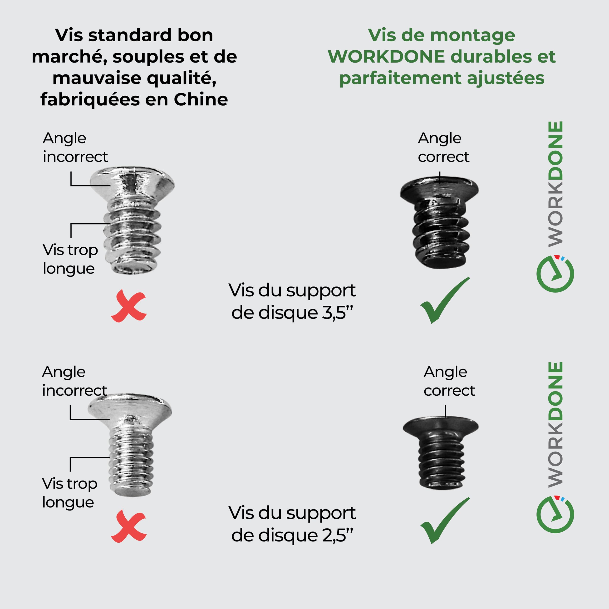 WORKDONE Pack 4u. - Plateau Caddy HDD 3.5" - Compatibles avec Les serveurs Dell PowerEdge - Manuel Installation Détaillée - Autocollants Partie Avant - Tournevis