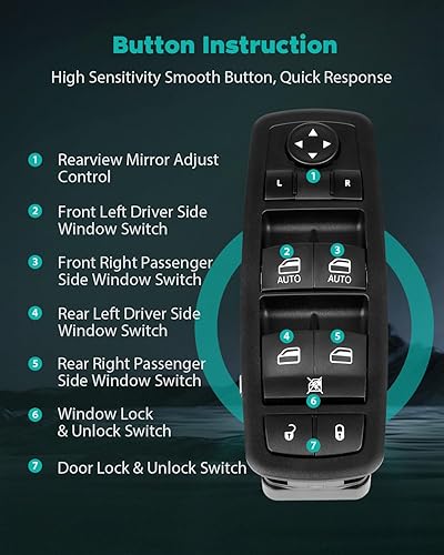 Miniatura 3 de SCITOO Power Master - Interruptor de ventana delantero izquierdo del lado del conductor 2009-2010 para Dodge Ram 1500 Truck Quad Cab/Truck Crew Cab,