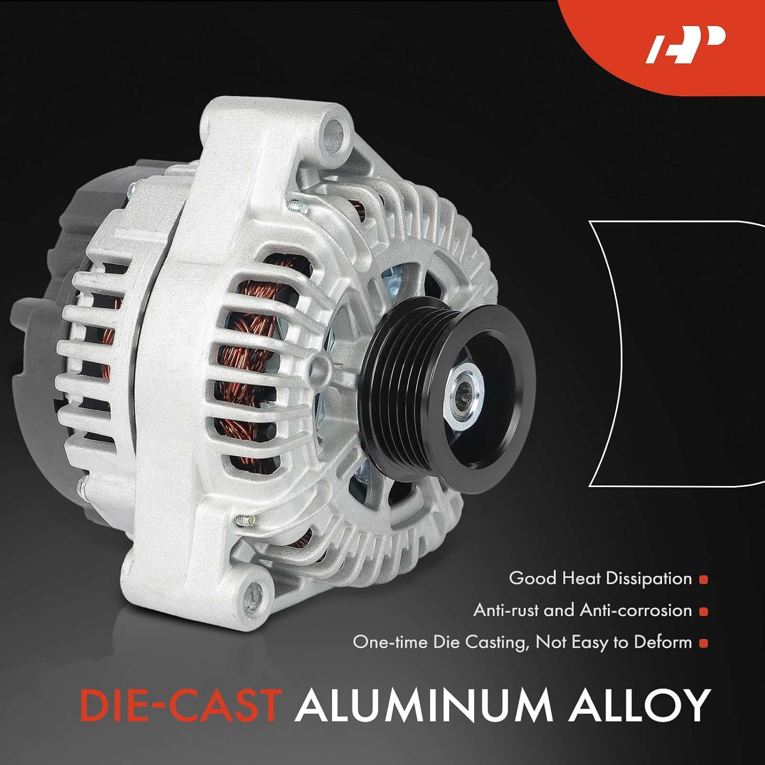 A-Premium Alternator Compatible with Chevrolet Equinox 2005-2006 & Pontiac Torrent 2006, 3.4L, 12V 145A 6-Groove Pulley Clockwise, Replace# 10356804, 10396843