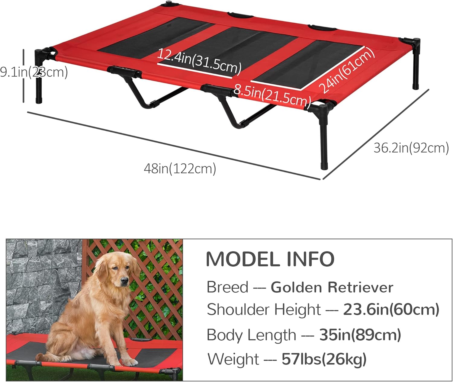 pawhut raised dog bed