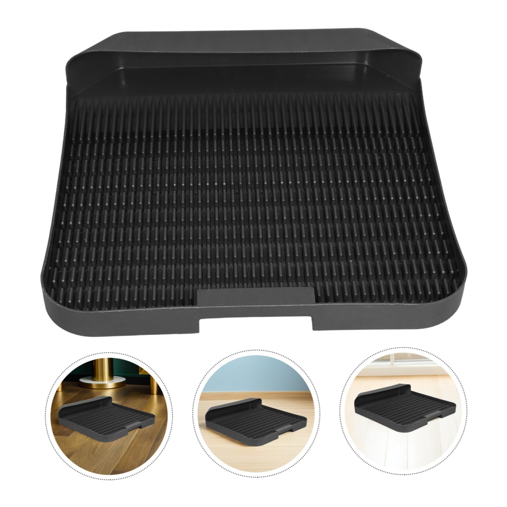 Estera de la Caja de Arena para Gatos Linda Alfombra de Arena para Gatos plástico Alfombra de Almohadilla páginas Negro