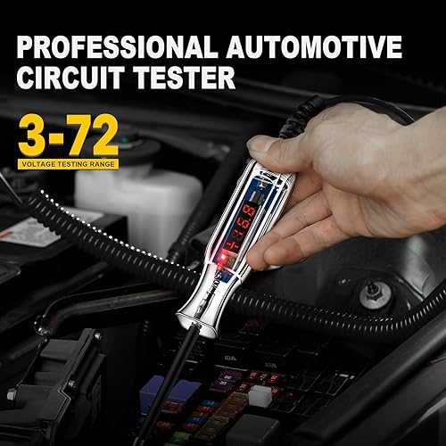 Miniatura 7 de Probador de circuito automotriz digital LED mejorado de 3-72 V, luz de prueba de voltaje CC con voltímetro y luz indicadora de polaridad, circuitos