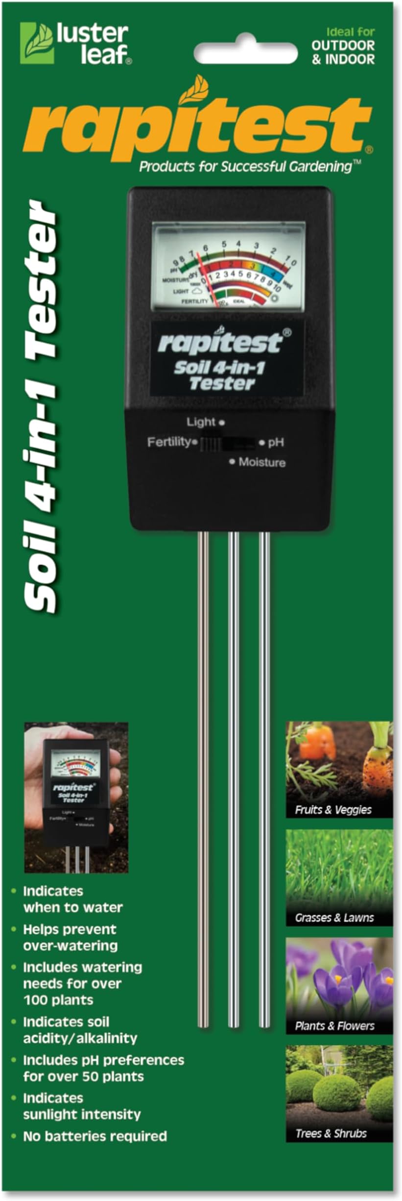 1818 Rapitest 4-in1 Soil pH/Moisture/Fertility/Light Tester, Fertility