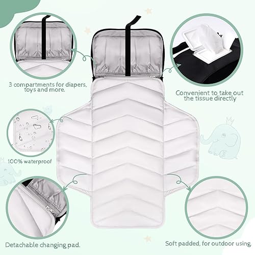 Miniatura 2 de Cambiador de pañales para bebé  Bolsa cambiadora impermeable y portátil  Estación de cambio de viaje de gran tamaño para bebé  Regalo para recién