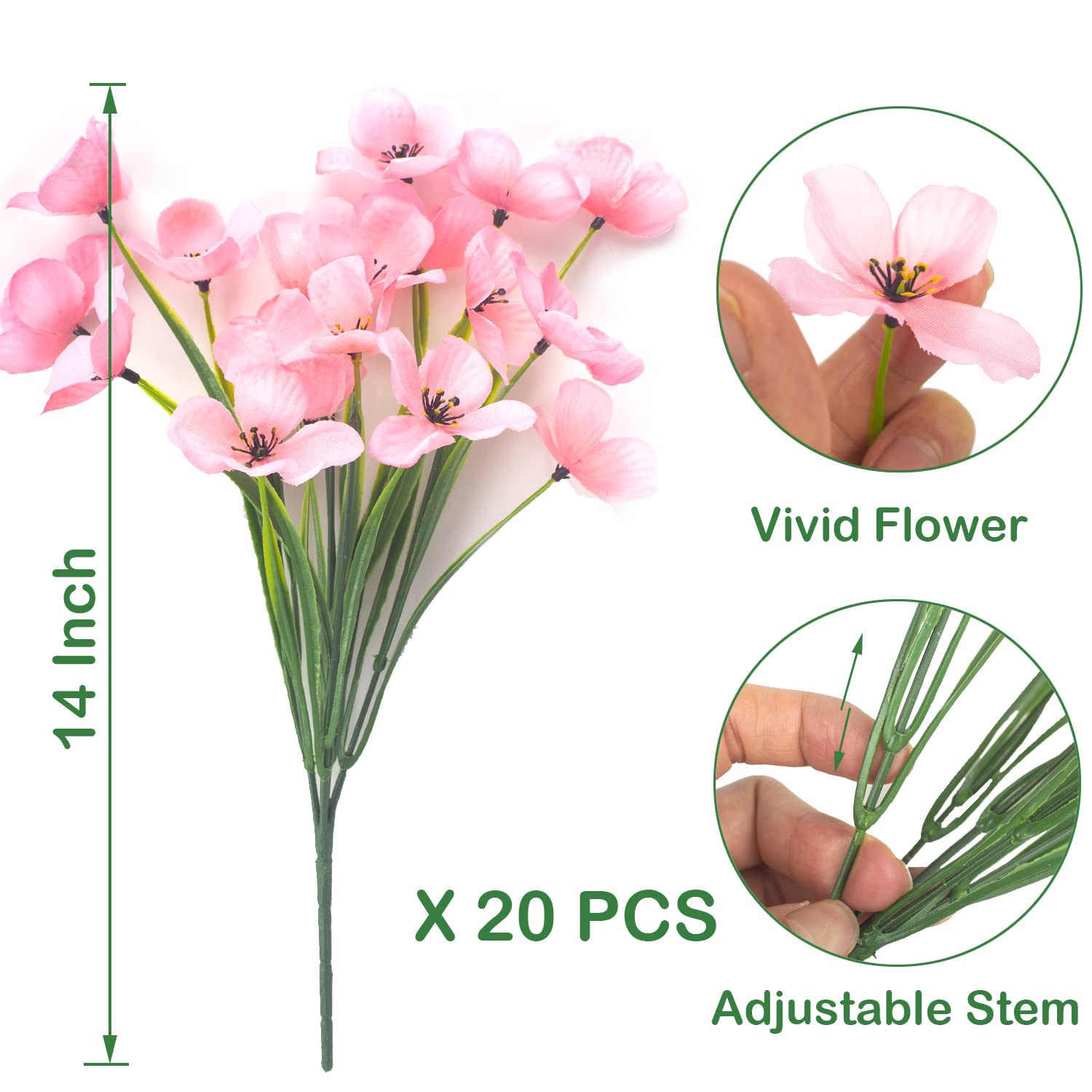 22 Bündel Künstliche Blumen Für Draußen – UV-beständig, Aus Seide & Kunststoff, Je 24x33 Cm – Deko Für Garten, Terrasse, Balkon (Rosenrot)