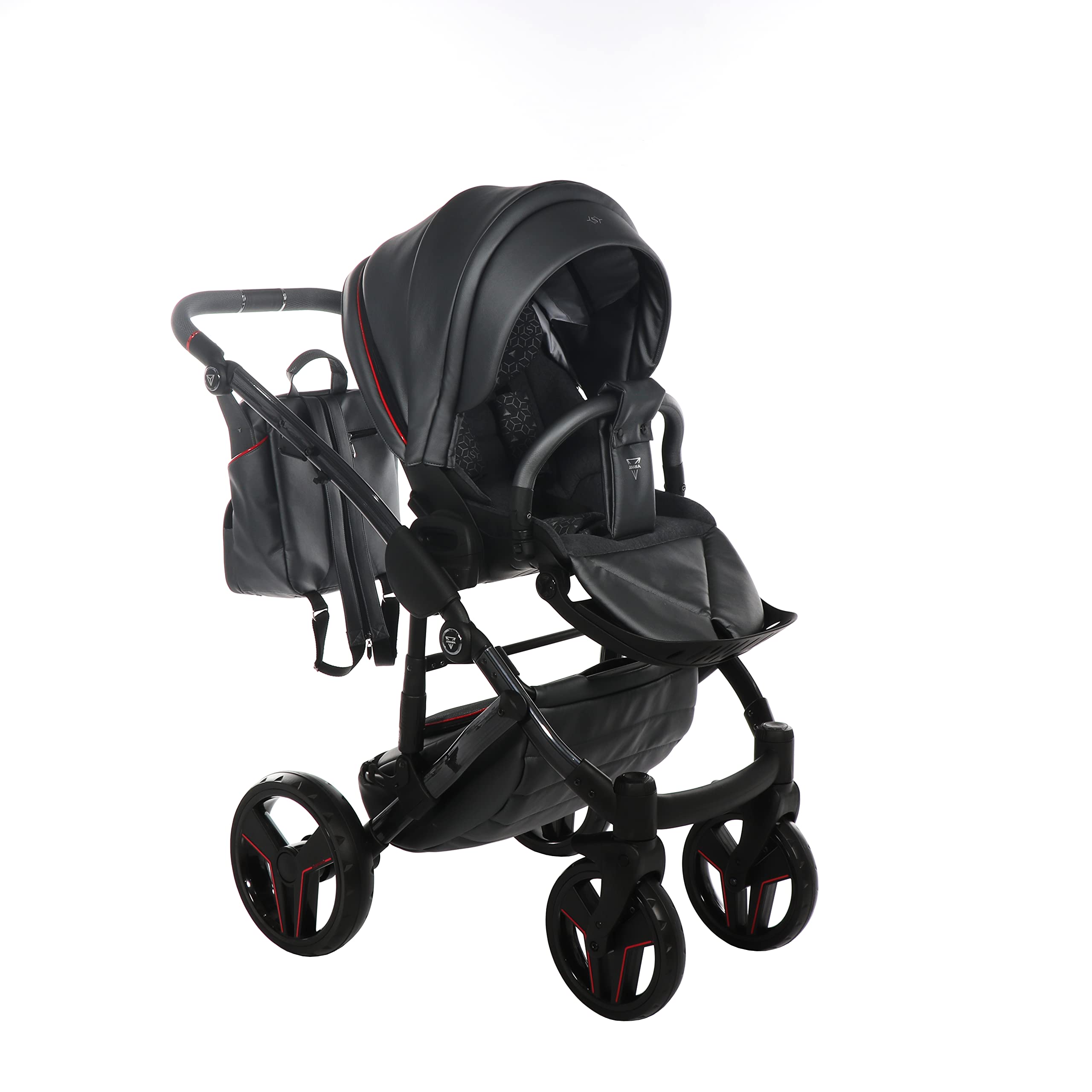 Junama Passeggino TRIO Diamond S Class 06 Grigio e Rosso - 2in1 3in1 4in1 + ombrellino (3 in 1 con Seggiolino Auto)