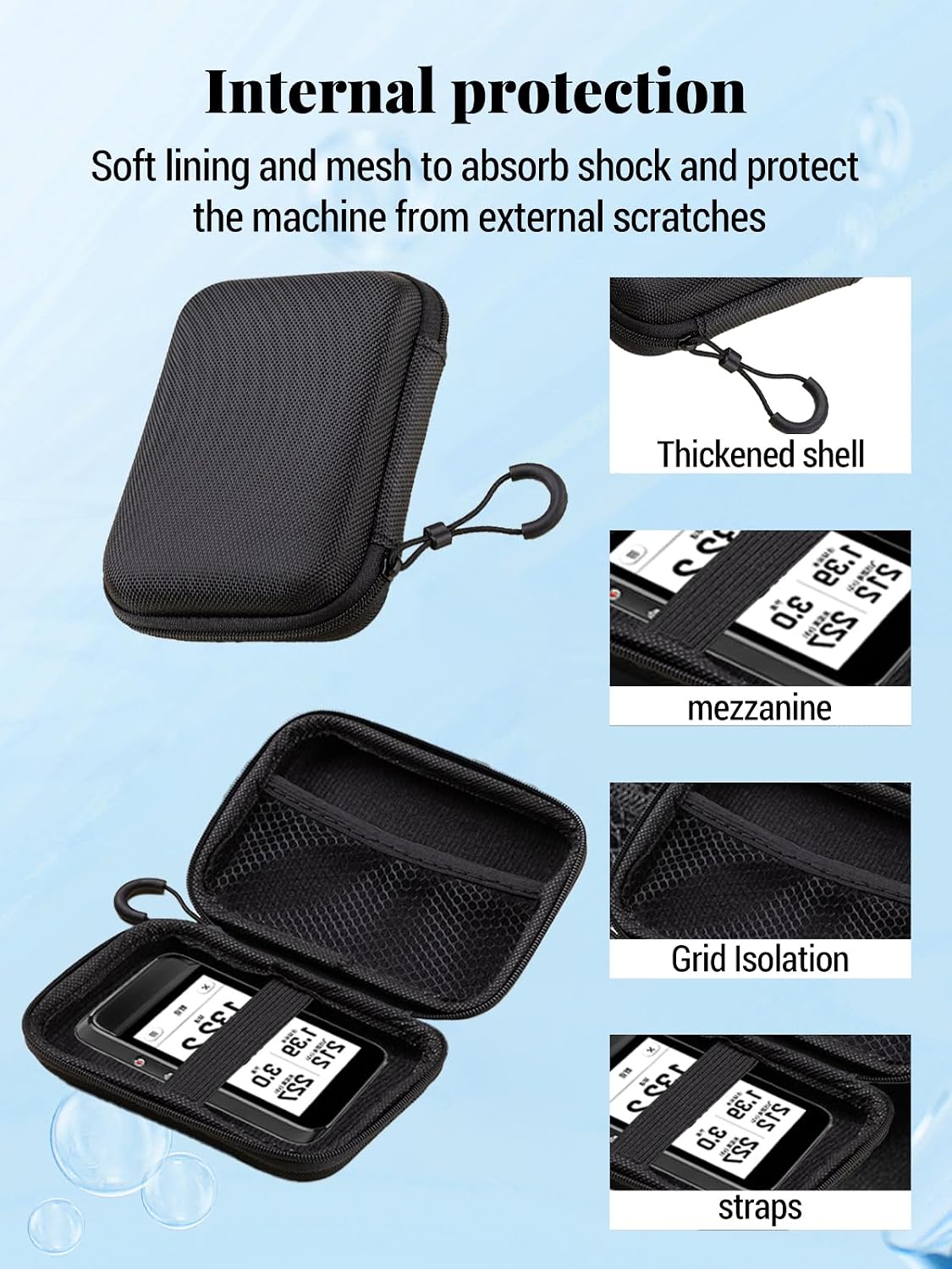 for Garmin Approach G82 GPS Golf Handheld Protective case, Shockproof and Waterproof, with mesh Pocket, Portable Multi-Functional Storage Bag, Black