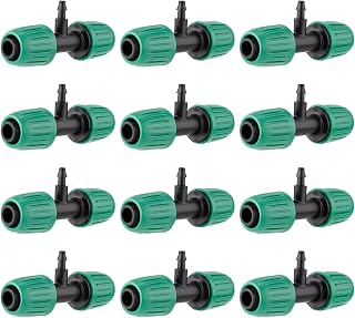 Generic 12pcs 1/2 to 1/4 Drip Irrigation Fittings, Polypropylene, Black and Green, 1/2" Barb Connectors, 9.5x4.2x2.8cm, For Greenhouse, Courtyard, Lawn