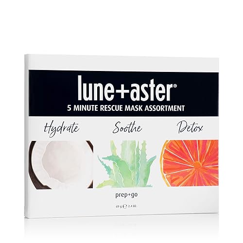 Lune+Aster Trío surtido de máscaras de rescate de 5 minutos Hidrata, calma y desintoxicación El surtido de máscaras de hojas restaura la humedad
