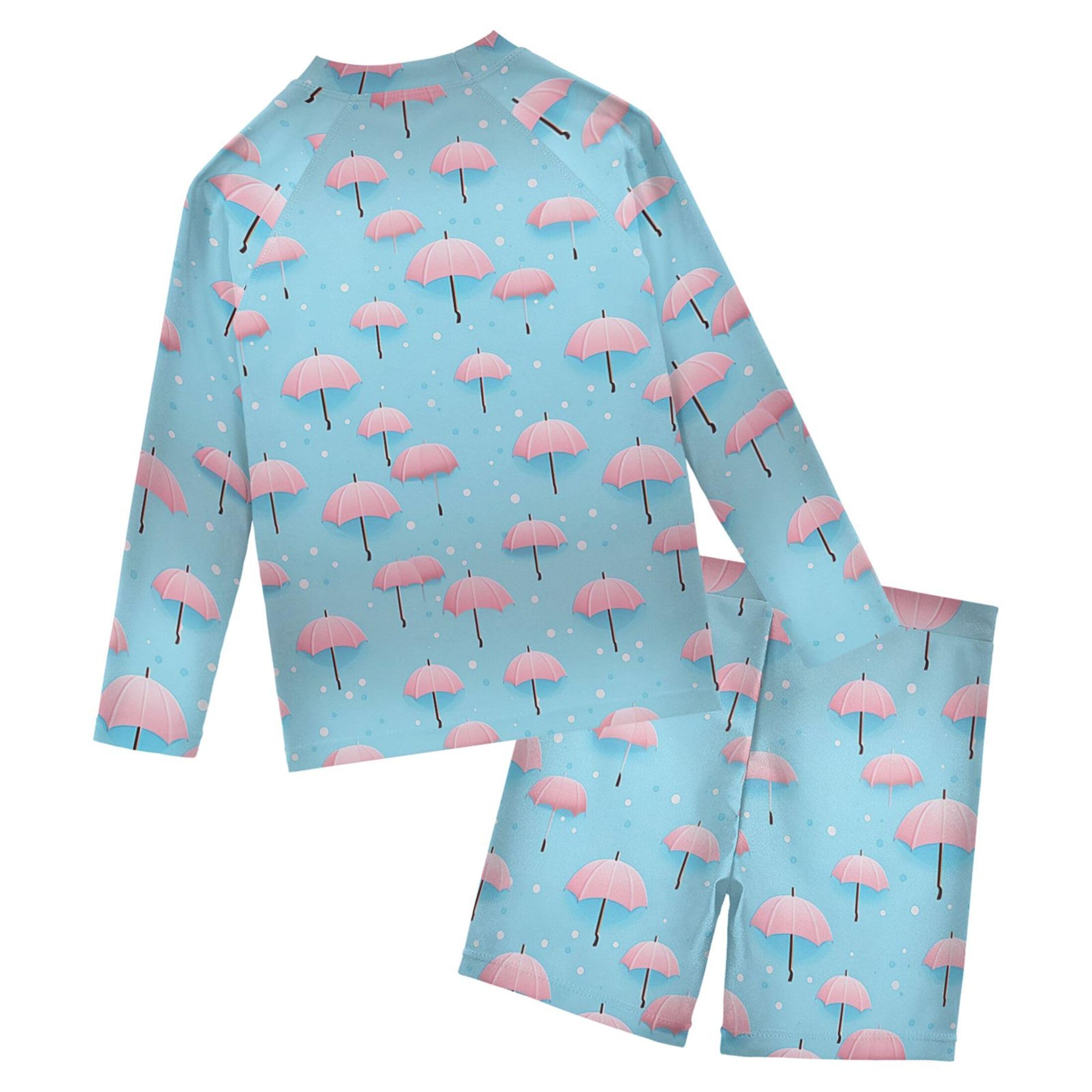Umbrella Pink Baby Boys' Toddler Long Sleeved Rashguard Swim Bathing Suit Set B0402438