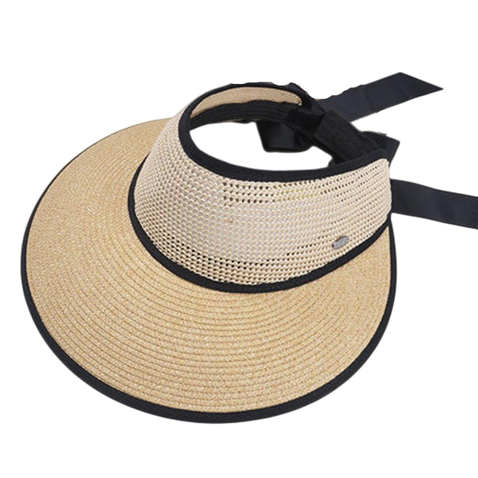Sombrero de pescador de verano para mujer, sombrero de paja de ala grande, sombrero de playa plegable, color caqui