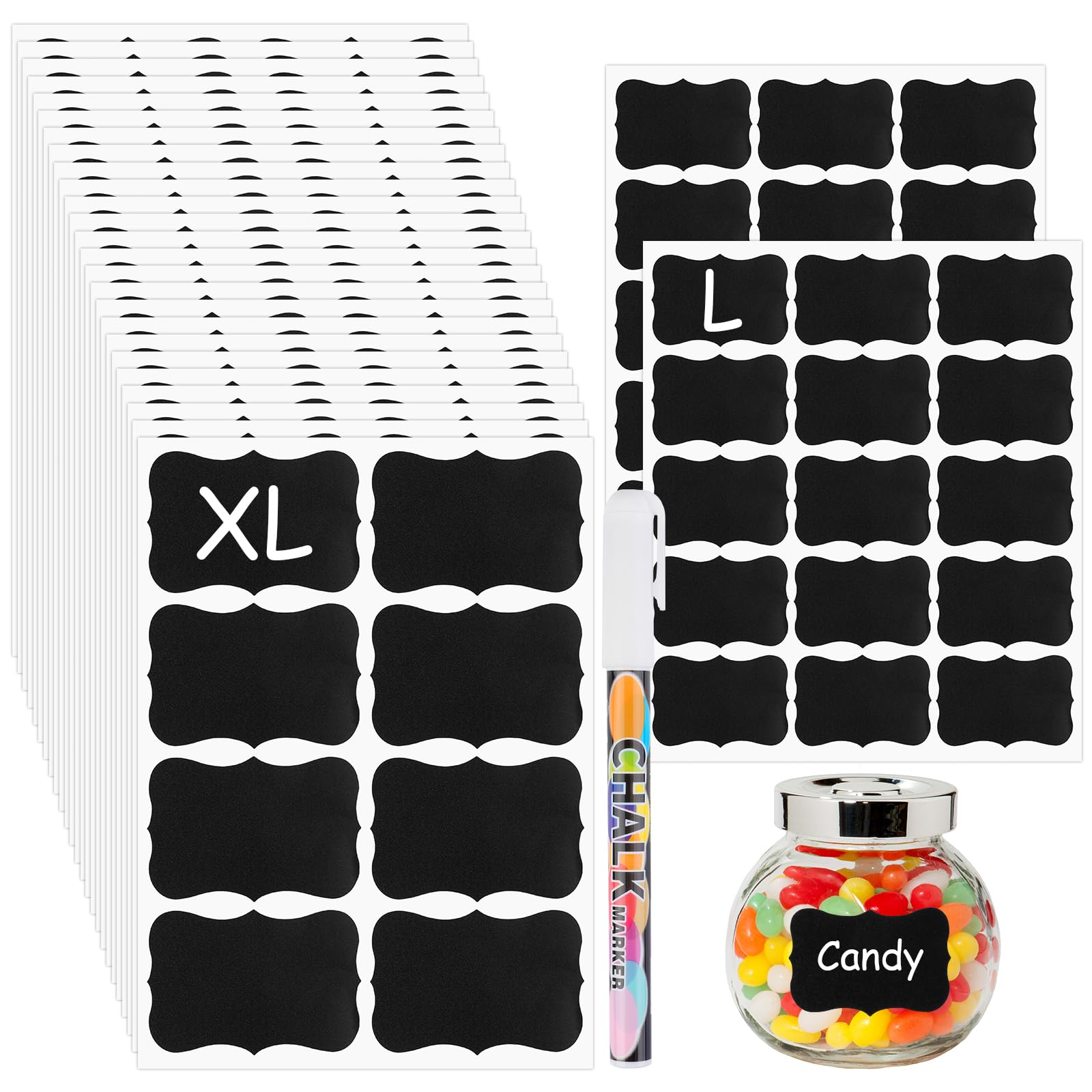 Labels for Jars, Waterproof Reusable Chalkboard Labels for Food Containers (Irregular Shape)
