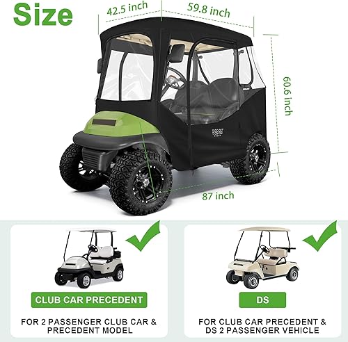 Miniatura 8 de 10L0L Caja para carrito de golf de 2 pasajeros para Club Car DS y Precedent, cubierta impermeable de 600D para lluvia, con abertura para espejo