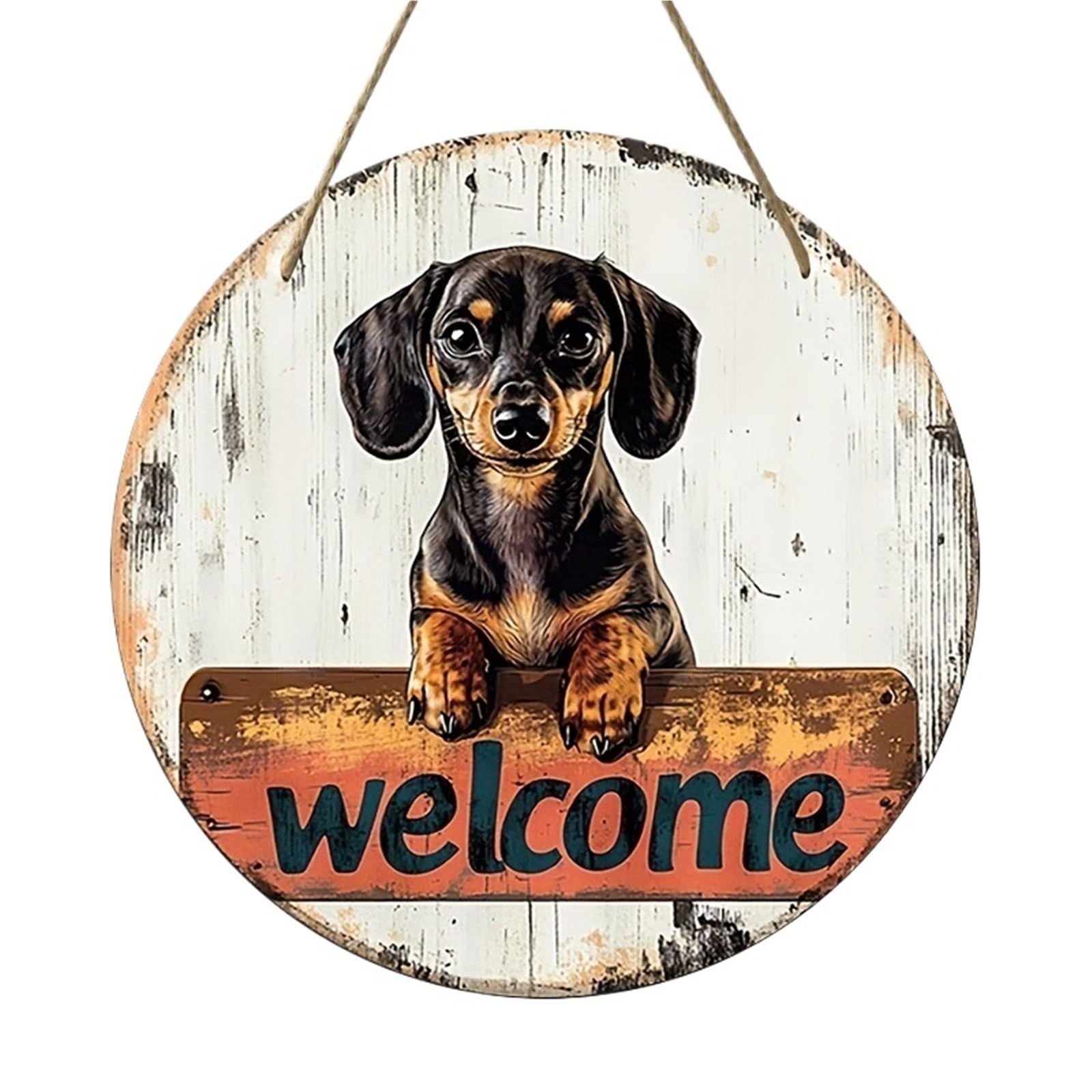 Wooden Welcome Sign 2D Flat, 1pc Wooden Welcome Sign – Round Wall Hanging Decorative Plaque, Vintage Style, Design for home(30x30)