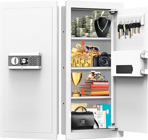 Caja fuerte de pared ignífuga de 31.5 pulgadas de alto entre los postes de 16 pulgadas, caja fuerte de pared oculta con 3 estantes extraíbles y modo