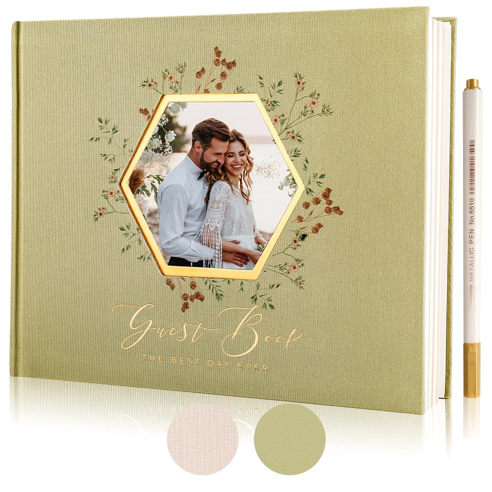 molekaus Wedding Guest Book Hardcover 8" x 10",100 Pages