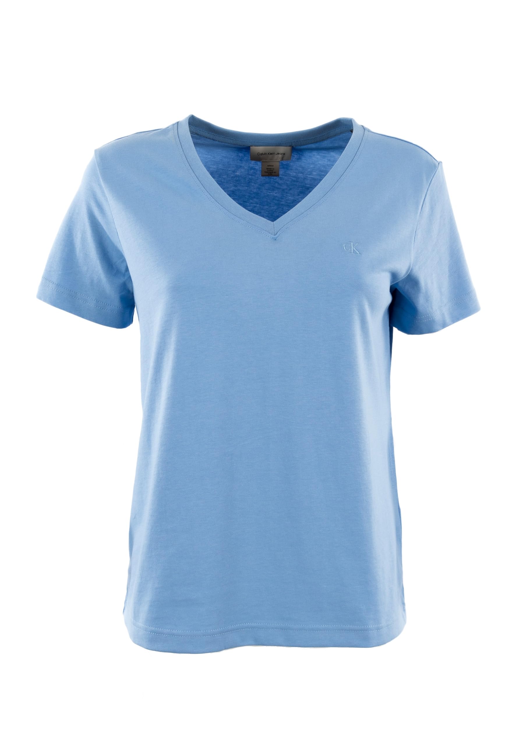 Calvin Klein Damen T-Shirt Kurzarm Archive Jersey Tee mit V-Ausschnitt