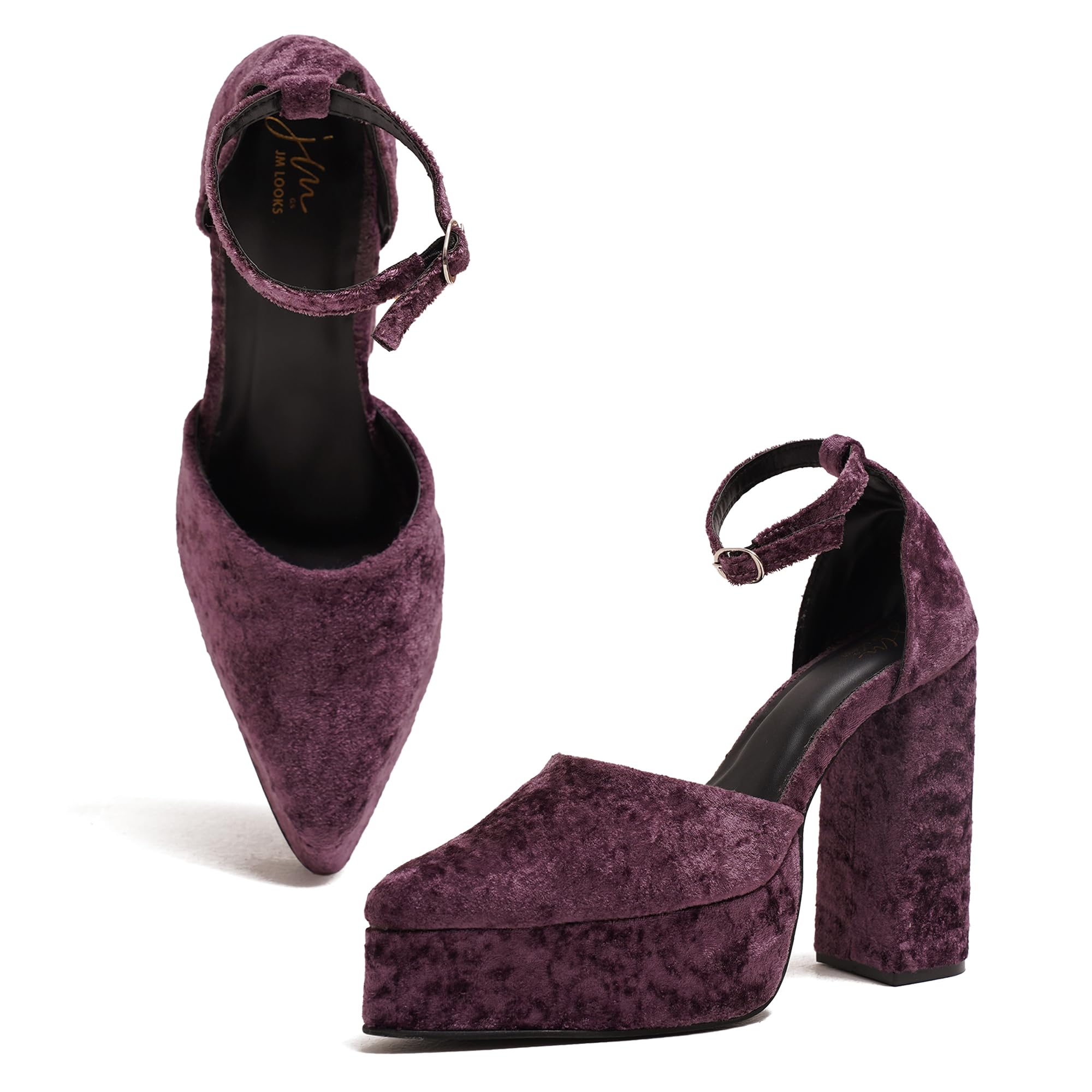 Velvet Block Heels with Ankle Strap and stylish comfort for women-image-36