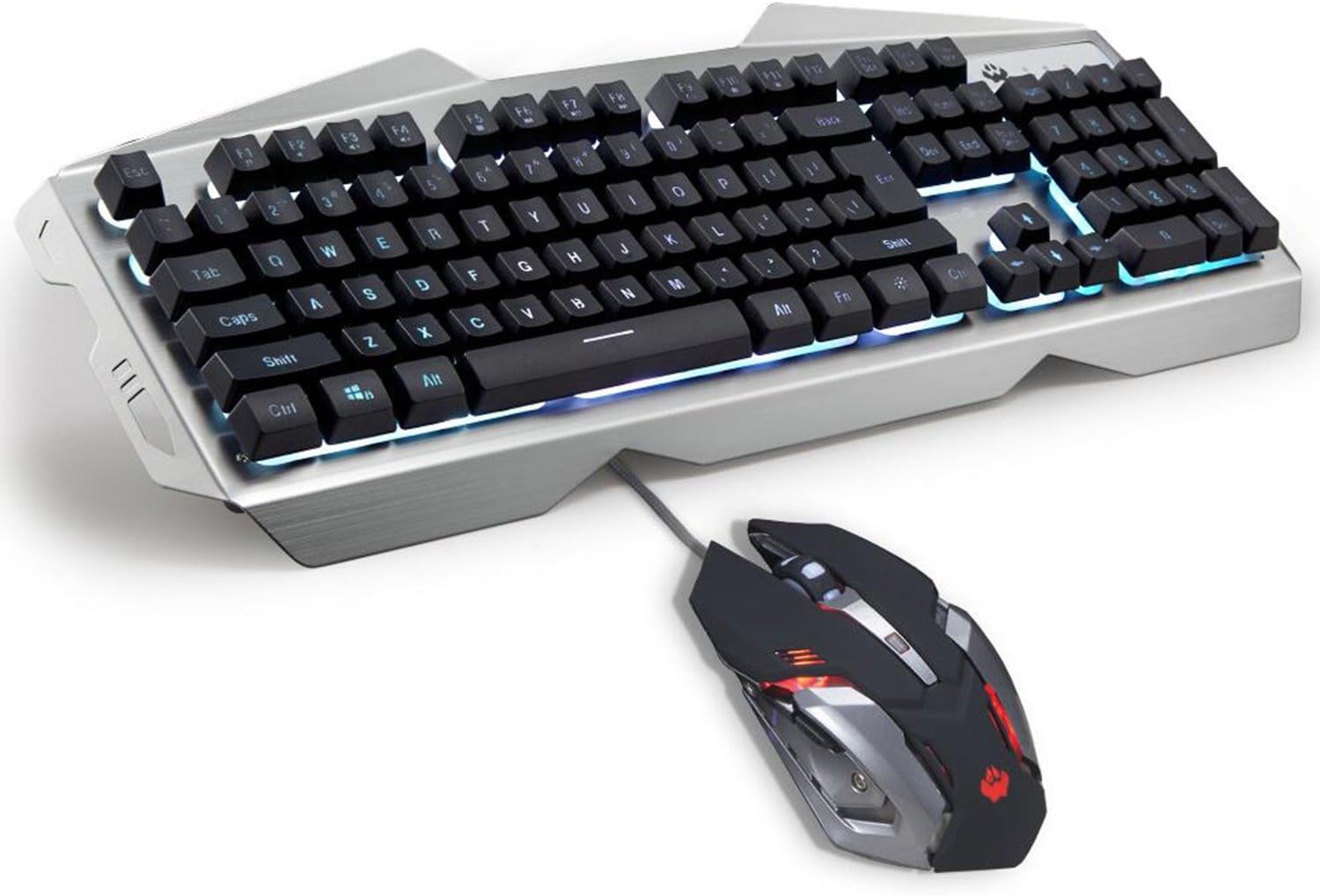 RGB Backlit Gaming Keyboard and Mouse Combo 104 Keys USB Wired Heavy Duty Metal Board Membrane Keyboard (Slight Flaw)