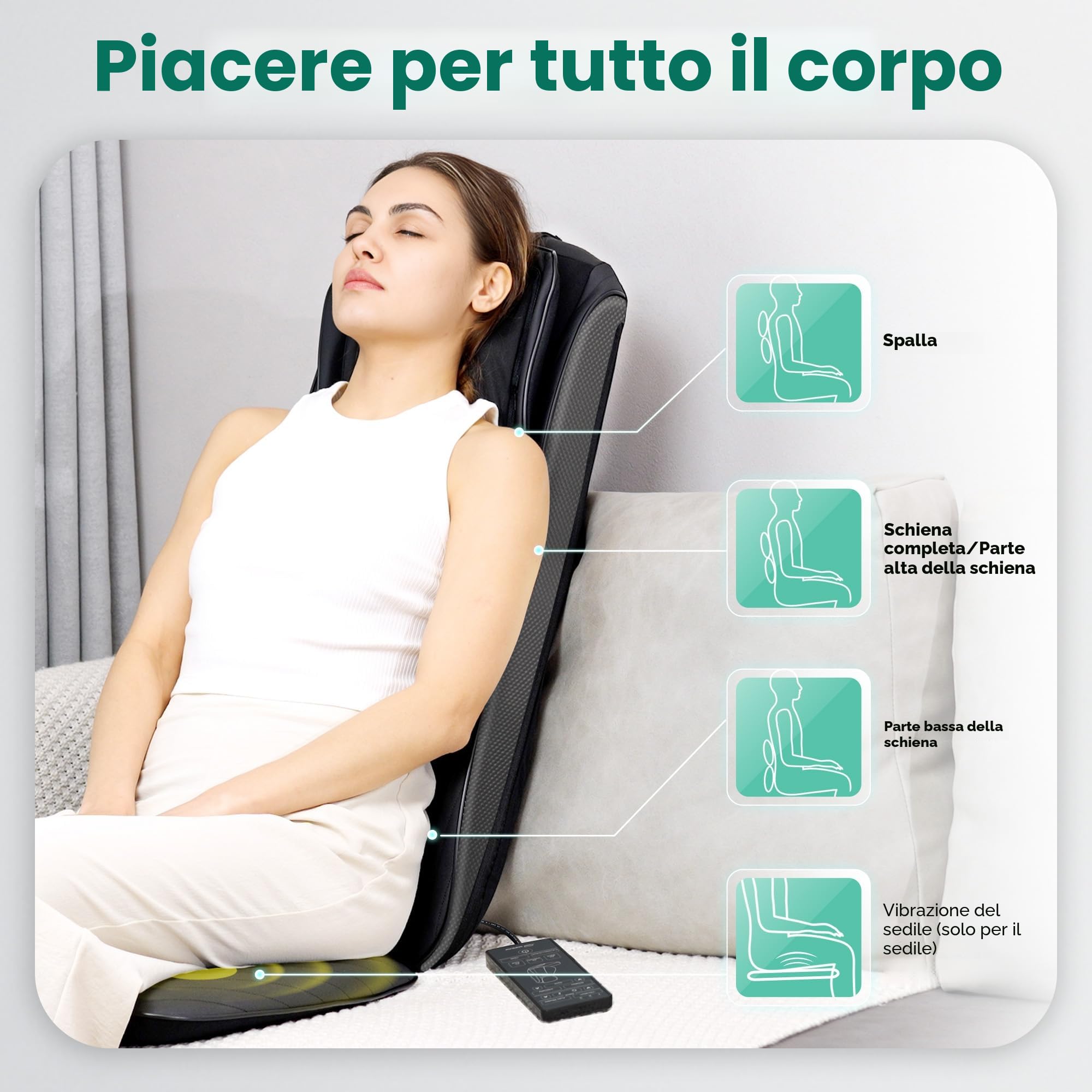 Snailax Upgraded Shiatsu - Sedile massaggiante per schiena/collo/spalle, massaggiatore per schiena con massaggio vibrante, regalo per uomini e donne