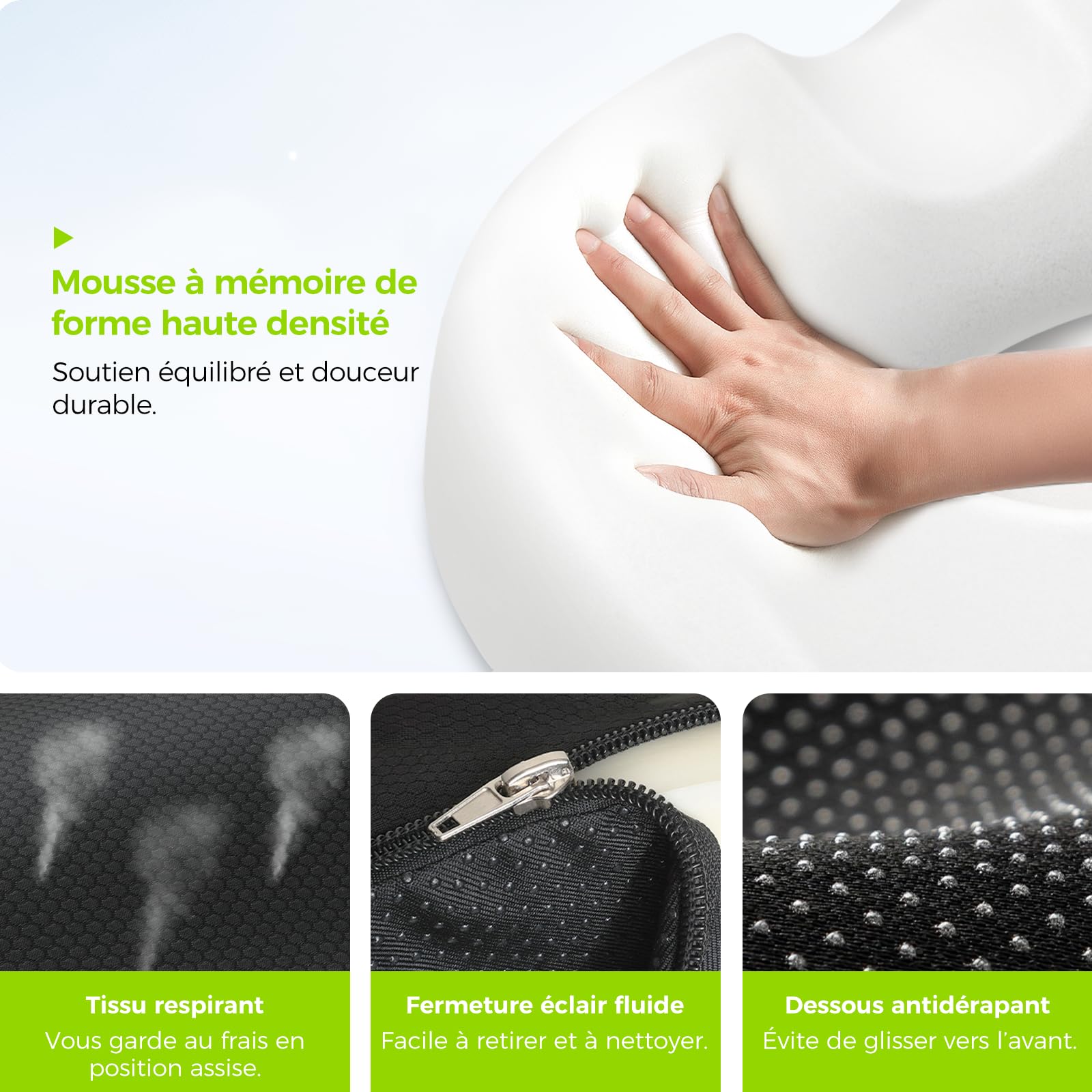 AUVON Coussin Coccyx Ergonomique pour Hémorroïdes et Anti-Douleur Dos
