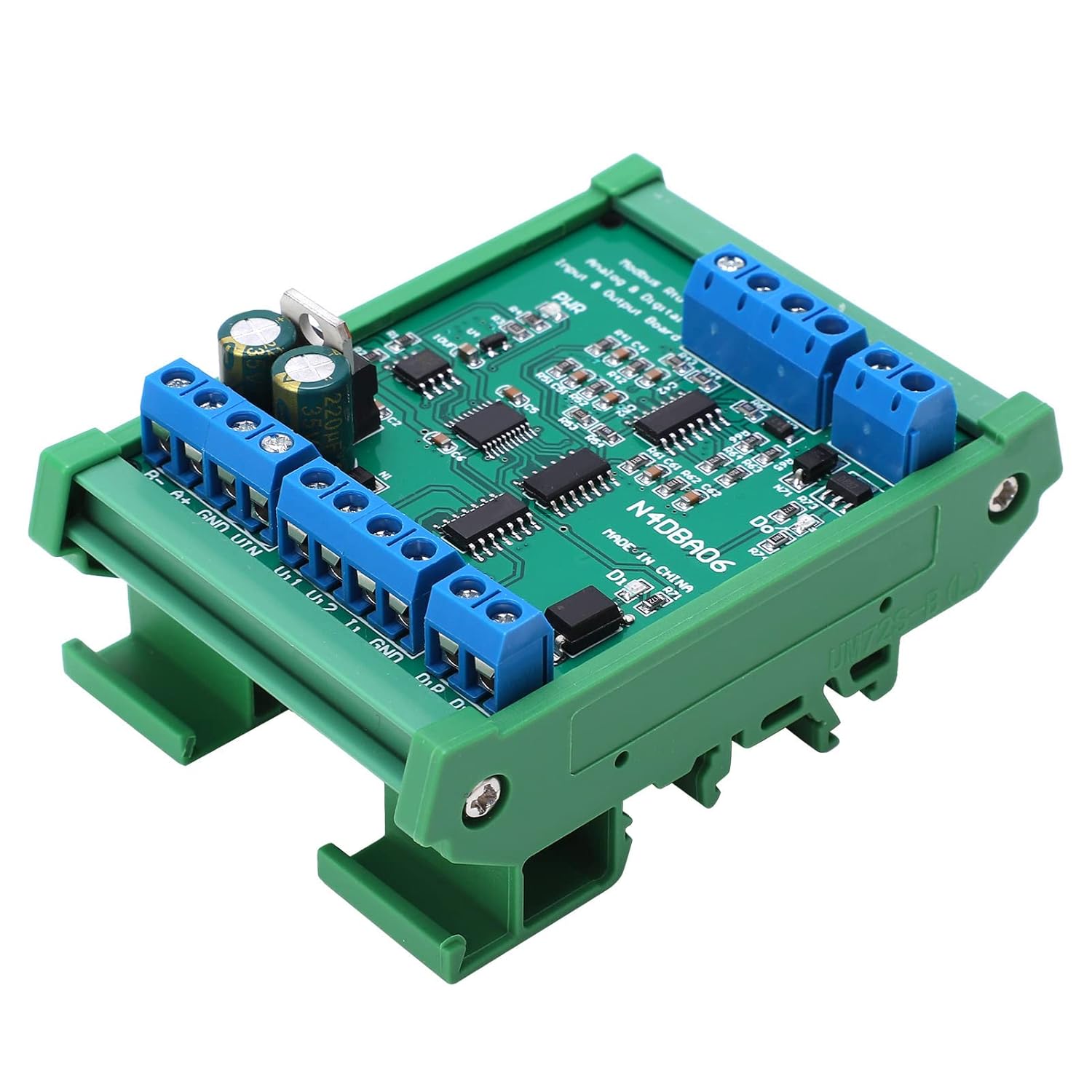 Analog Digital Input Output Module with Shell, 8 - Channel RS485, DC12V, 14-34MA - Voltage and Current Measurement, Flame Retardant VO Grade, Industrial Automatio