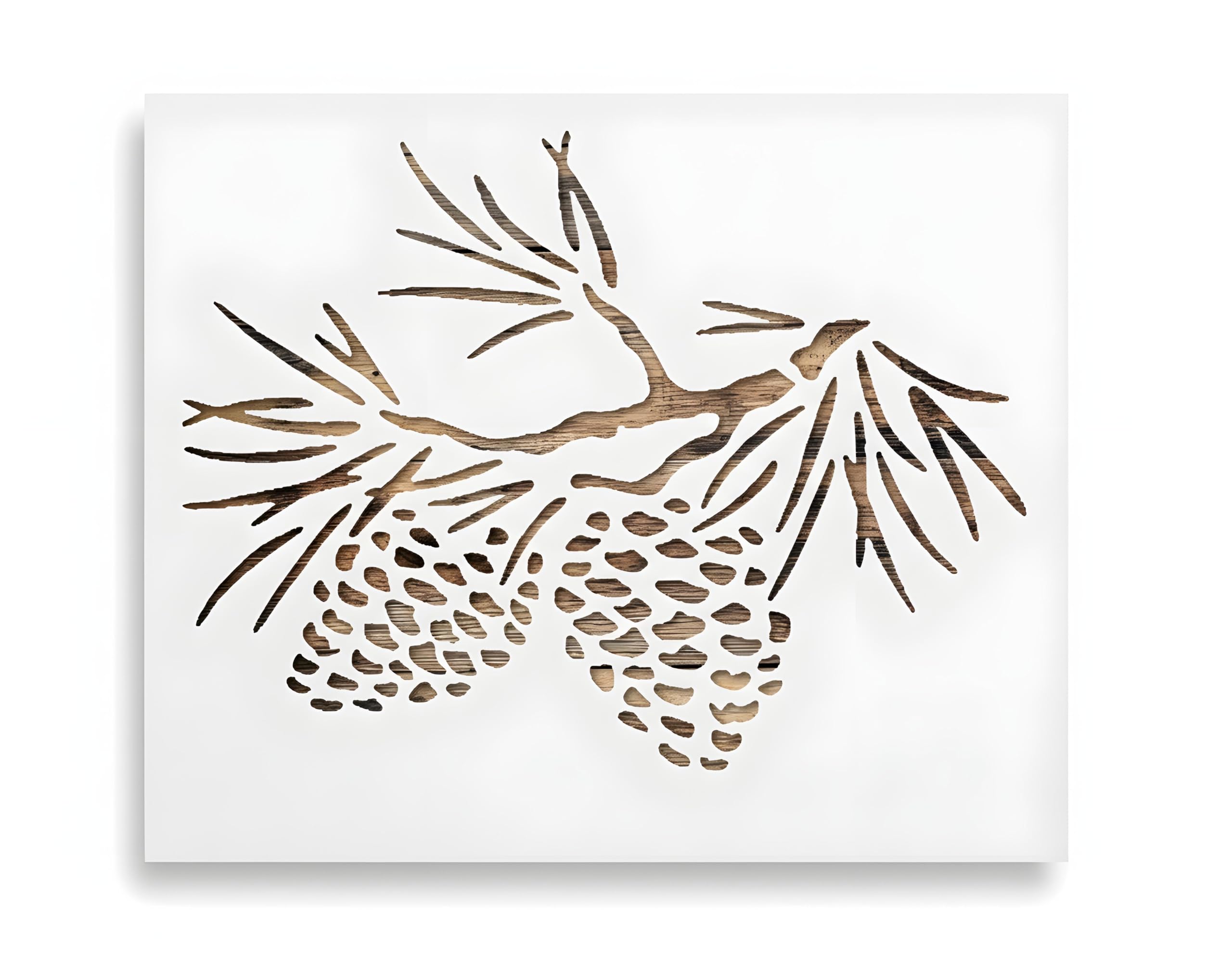 Pinecone Tree Branch Stencil 8x10 Inch – Reusable Nature Painting Template for DIY Crafts, Scrapbooking, Wood Decor
