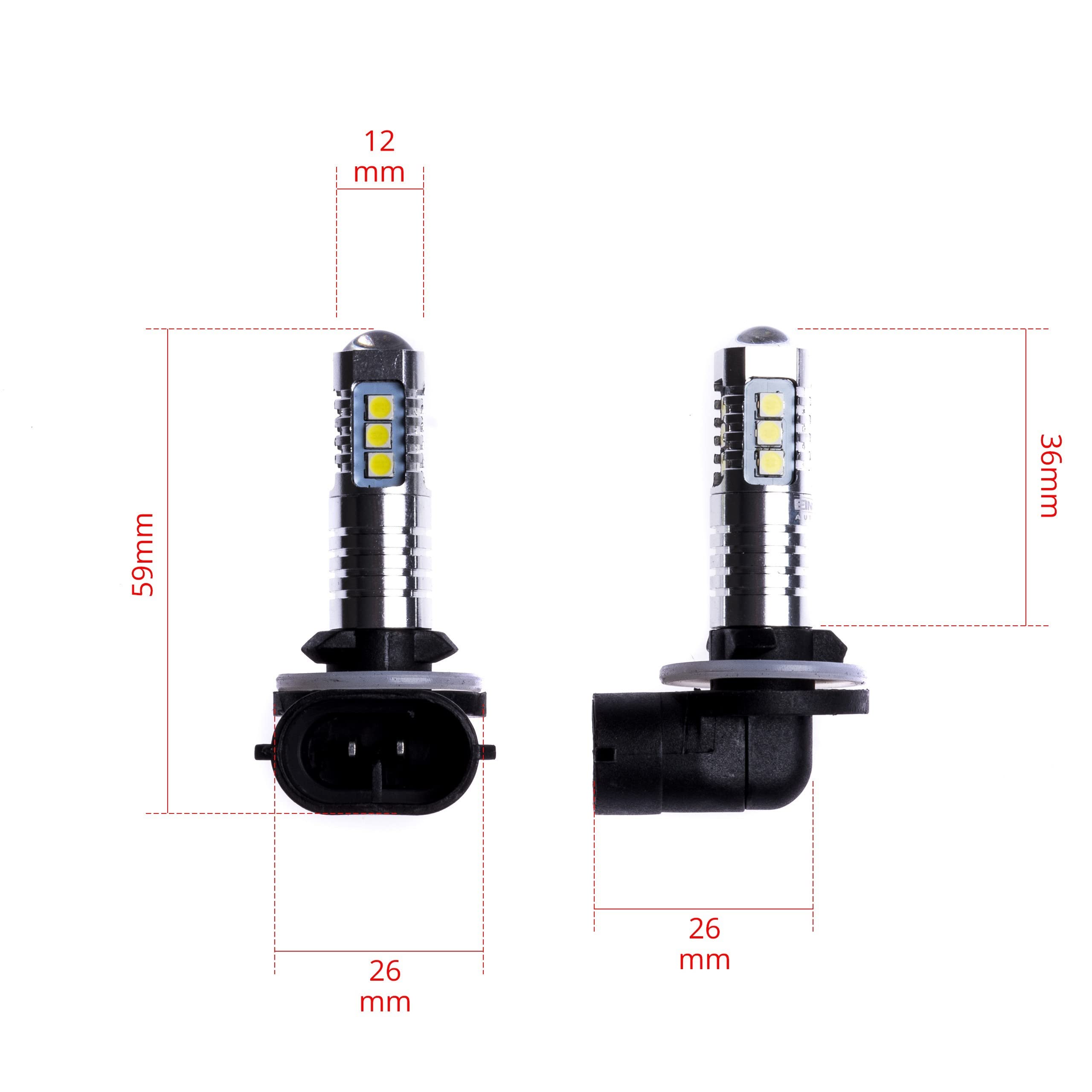 EinParts H27W LED Lampadine 6000K (Bianco) 12V per Auto 14 x SMD 3030 LED, PGJ13