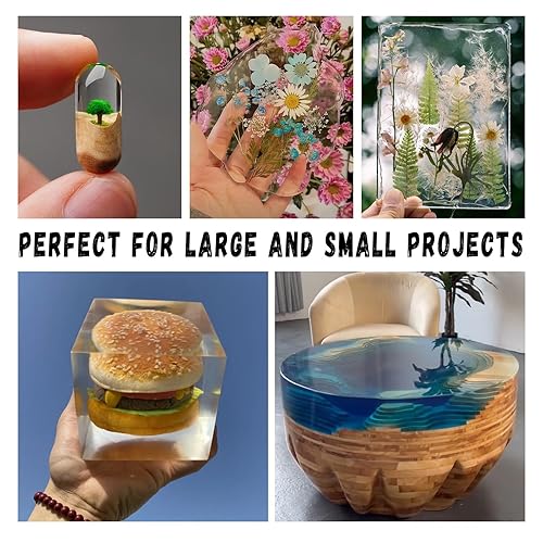 Miniatura 5 de Resina epoxi de 32 onzas, kit de resina epoxi, resina de arte transparente que no se amarillea, sin burbujas, autonivelante, alto brillo, fundición