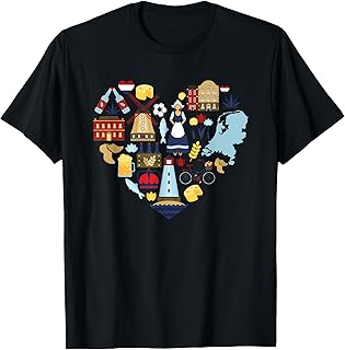 Netherlands Heart Tulips Windmill Canal Dutch Delight T-Shirt
