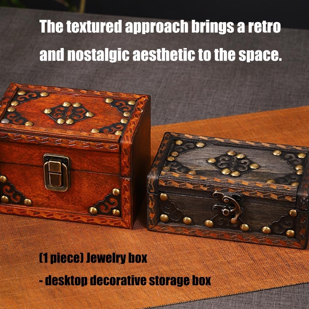 Rustics Wood Decorative Chest With Metal Hardware Multipurpose Storage for Home Display