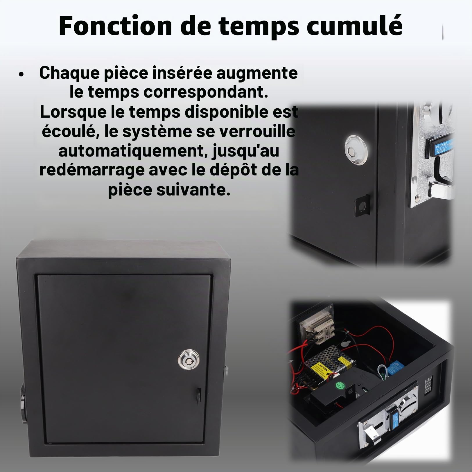 Boîtier de Commande de minuterie monnayeur electrique Prise EU 110?220V Facile à Assembler Boîte de minuterie de contrôle à monnayeur largement Minuteries