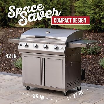GRILLA Primate Gas Grill & Griddle with Clearview Grease Management System, Heavy-Duty Stainless Steel Design, 490 Square Inches of Cook Space, For Grilling, Outdoor Cooking, and Griddle
