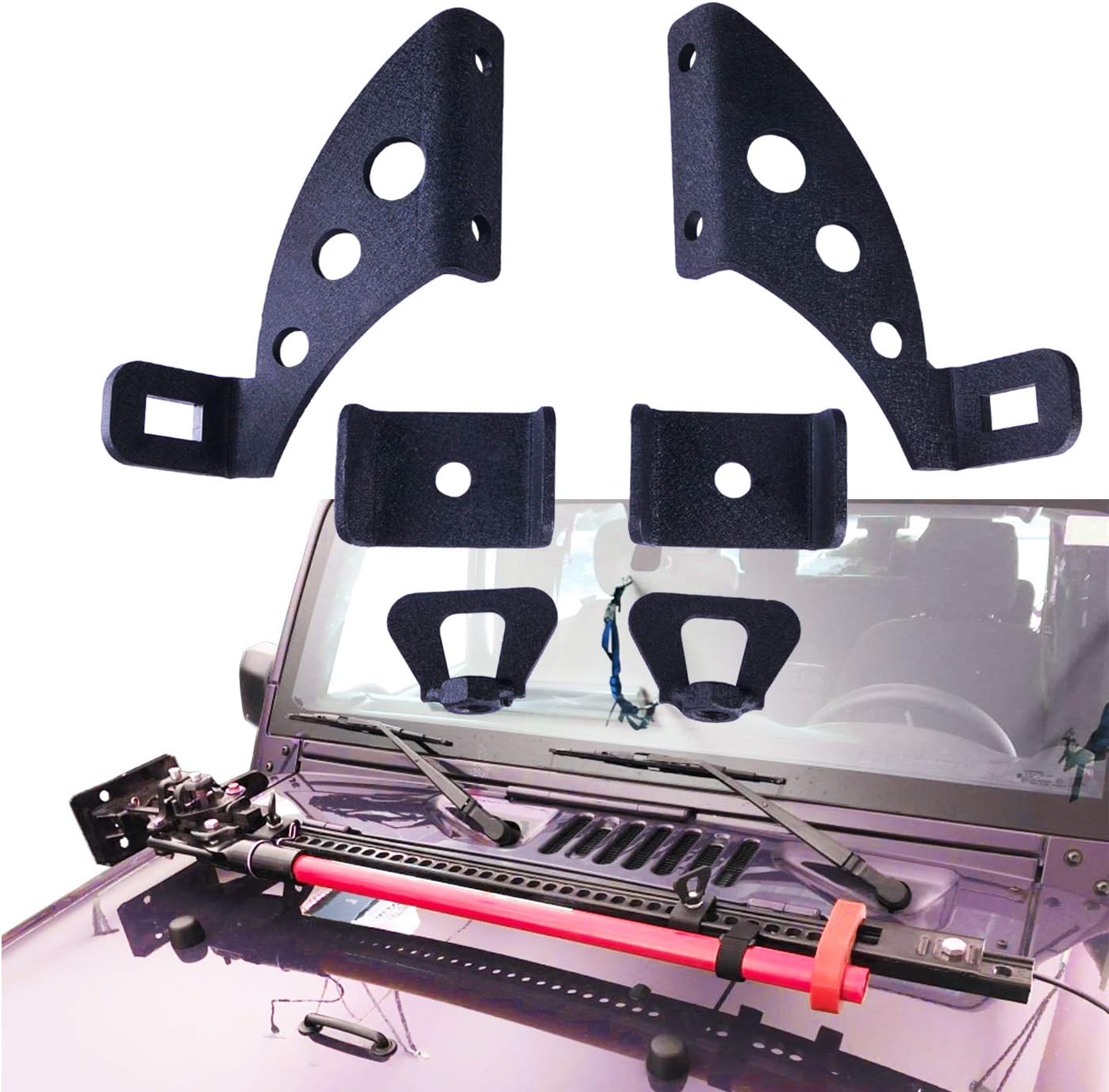 Omotor Hi Lift Jack Mount Hood Hinge/Door Hinge Bracket for Jeep Wrangler JK 2007-2018,Jeep Wrangler JL 2018-2021