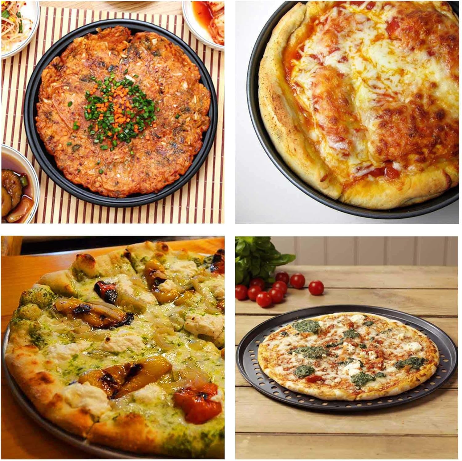 Splatter Screen with 9 Inch &10 Inch &12 Inch Pizza Pan Bundle