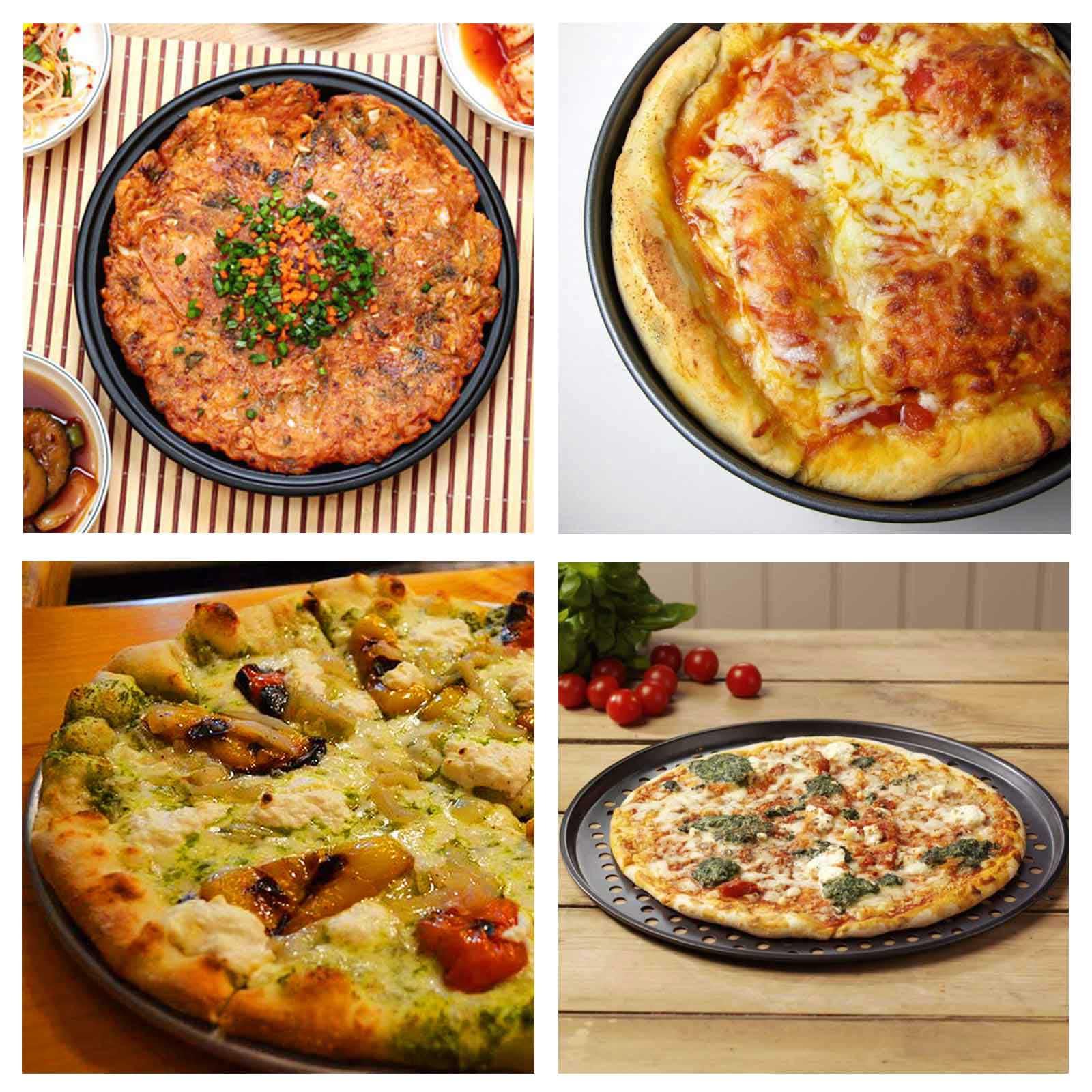 Handook Pizzablech für Ofen, Antihaft-Pizza-Pfanne, Karbonstahl, Pizza-Pfanne mit Löchern, Pizza-Backform für Backofen, Backzubehör, für Zuhause, Backen, Küche, Backofen, Restaurant (22,9 cm & 25,4 cm
