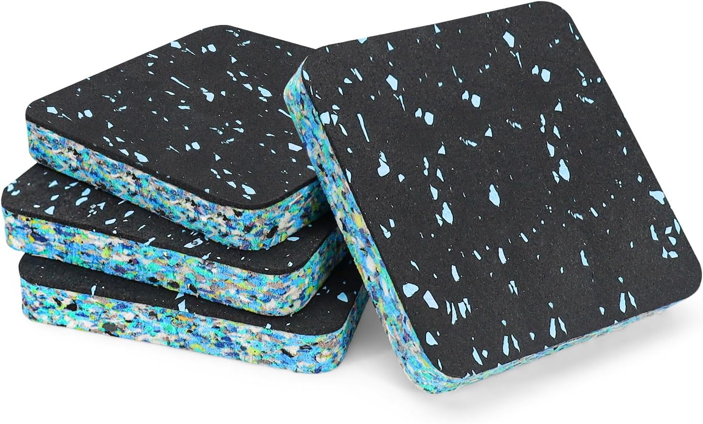 4pack Exercise Equipment Mat for Treadmill, Treadmill Mat for Carpet Protection, Anti Vibration Pads, Sound Isolation Pads, Black, 3.9 x 3.9 x 0.4 Inch