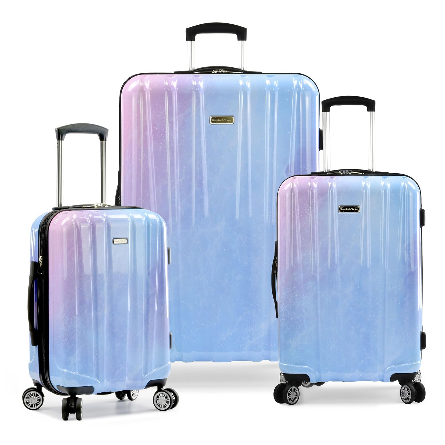 Traveler's Choice Women's Ruma II Expandable Luggage with Spinner Wheels, Twinkle Lilac, 3 Piece Set