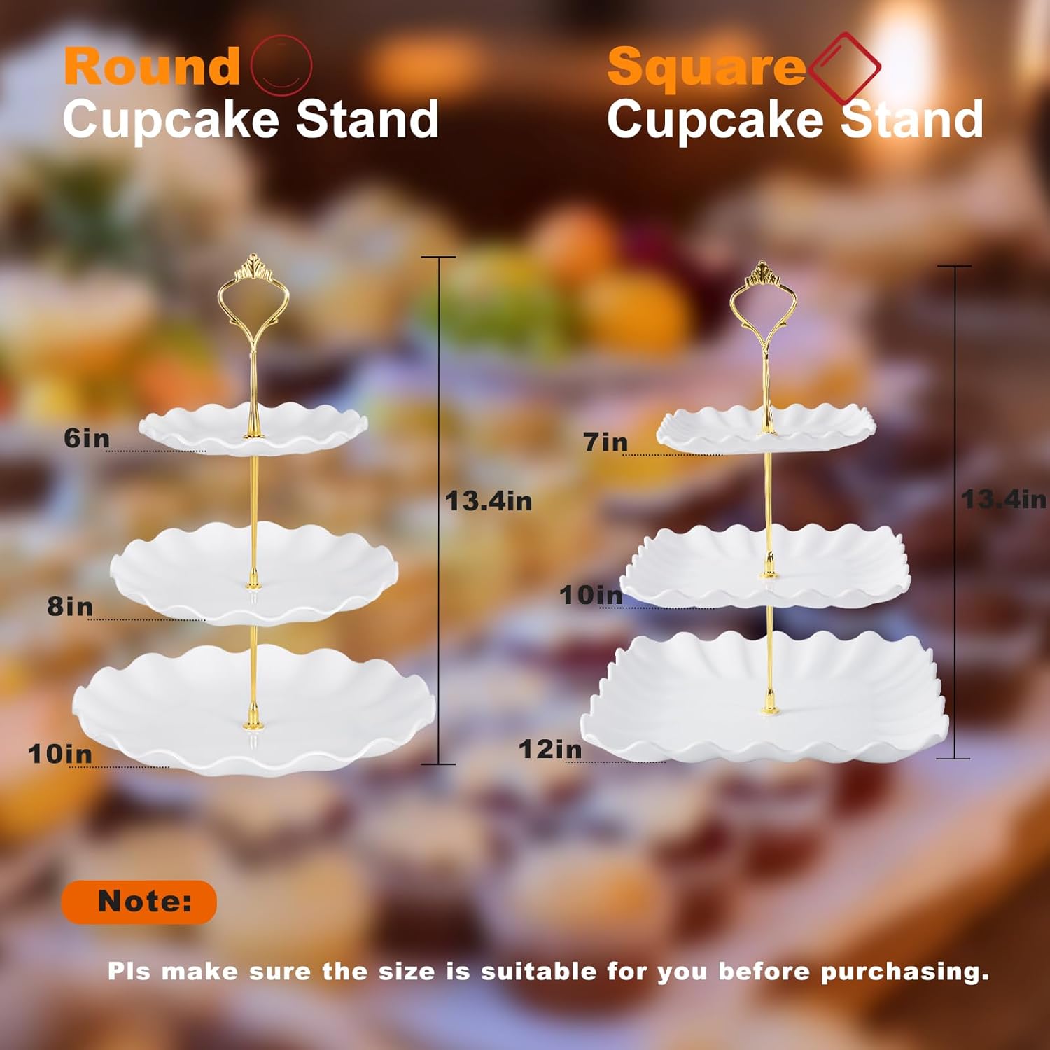 10 Pack Dessert Table Display Set, 4 Sets 3 Tier Cupcake Stand, 6 Pcs Food Serving Trays, Tiered White Plastic Cup Cake Tower for Birthday Baby Shower Wedding and Tea Party Supplies (10, Large) - Image 3