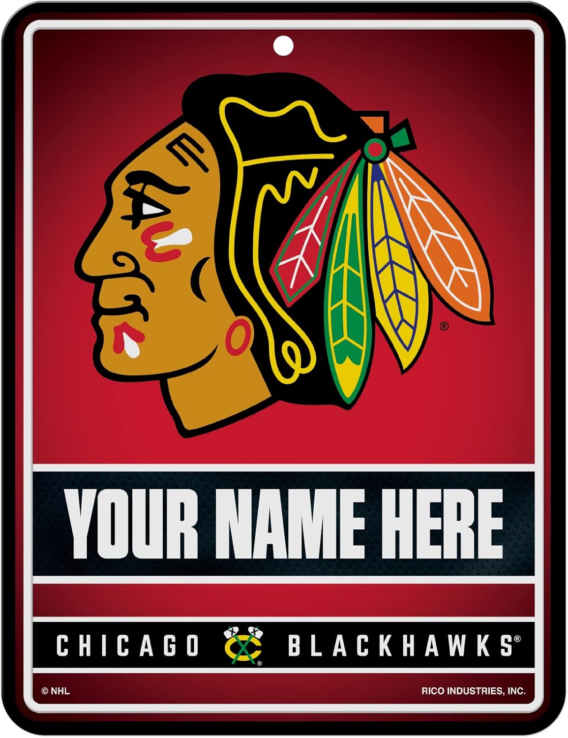 Rico Industries NHL Personalized Metal Parking Sign Personalized/Custom Metal 8.5" x 11" Parking Sign - Home Décor - Indoor/Outdoor - Great Gift for Men, Women, & Fans