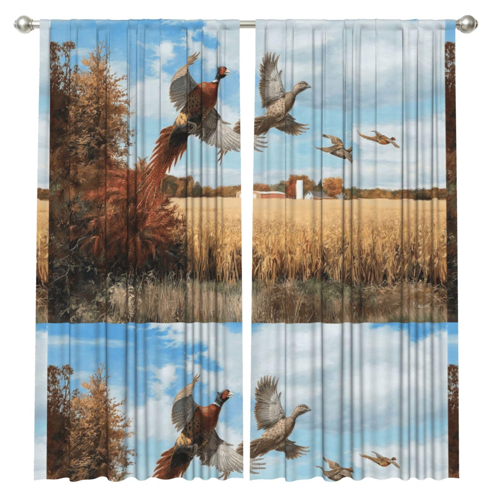 InOmak Duck Hunting Animal, 2 Panels Window Curtains 52 x 84 Inch Blackout Curtains for Living Room Bedroom