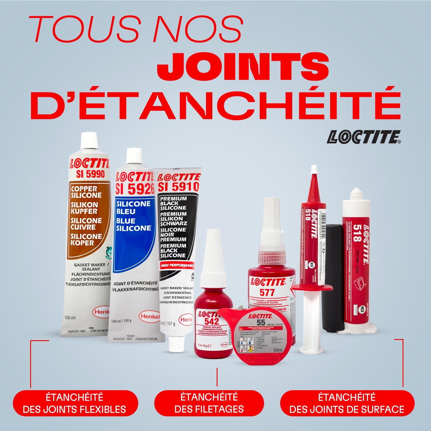 LOCTITE® 518 50 ml Cartouche standard – Joint d'Étanchéité Anaérobie – Pour Surfaces Métalliques – Résistance aux Fluides – Idéal pour Applications Automobiles et Industrielles