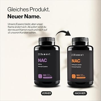 NAC N-acetylcysteine 600 mg - 180 vegan capsules 6 months supply High purity and bioavailability Without additives Vegan Zenement