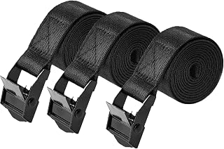 Lashing Secure Straps, 1" x 8ft Heavy Duty Cam Buckle Tie Down Straps Adjustable Black Pull Cinch Strap for Cargo, Luggage, Bicycles, Motorcycles, Truck, SUV, Car Roof Rack